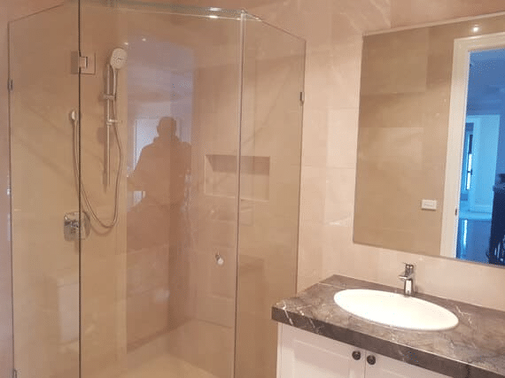 Bathroom with glass shower screen